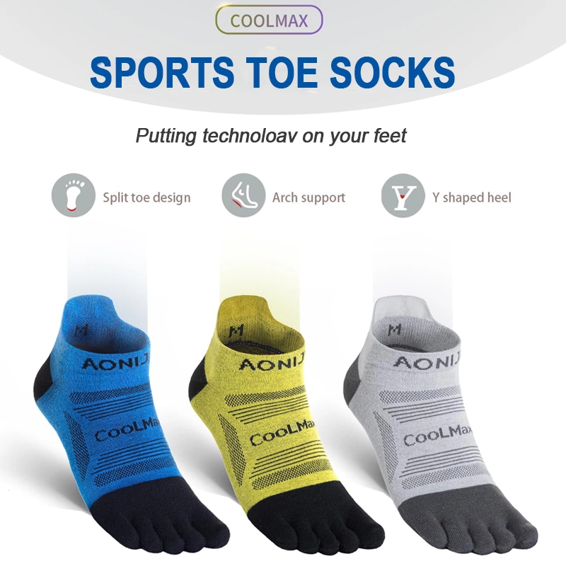 Men's Cotton Five-Toe Compression No-Show Sports Socks for Running-JXF250513 1