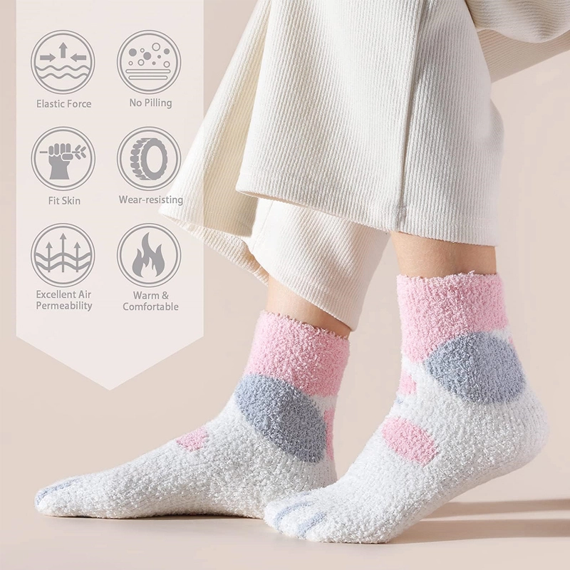 Women Warm Super Soft Plush Slipper Sock Winter Fluffy Microfiber Crew Socks CasualHome Sleeping Fuzzy Cozy Sock-JXF250827-1 1