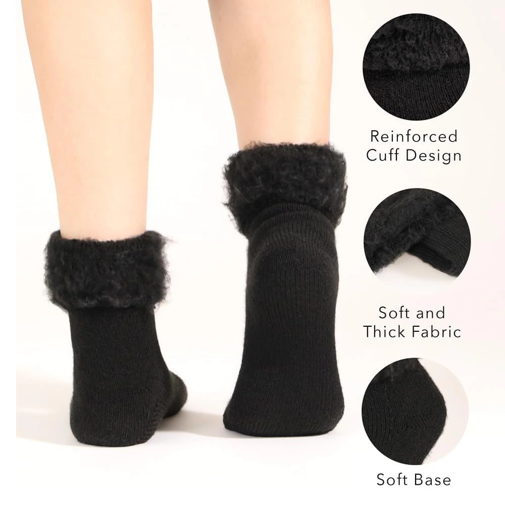 Women's Plush Non-Slip Crew Socks Breathable for Daily Use Solid & Striped Patterns One Size Fits Most Customizable-JXF251015-4 1