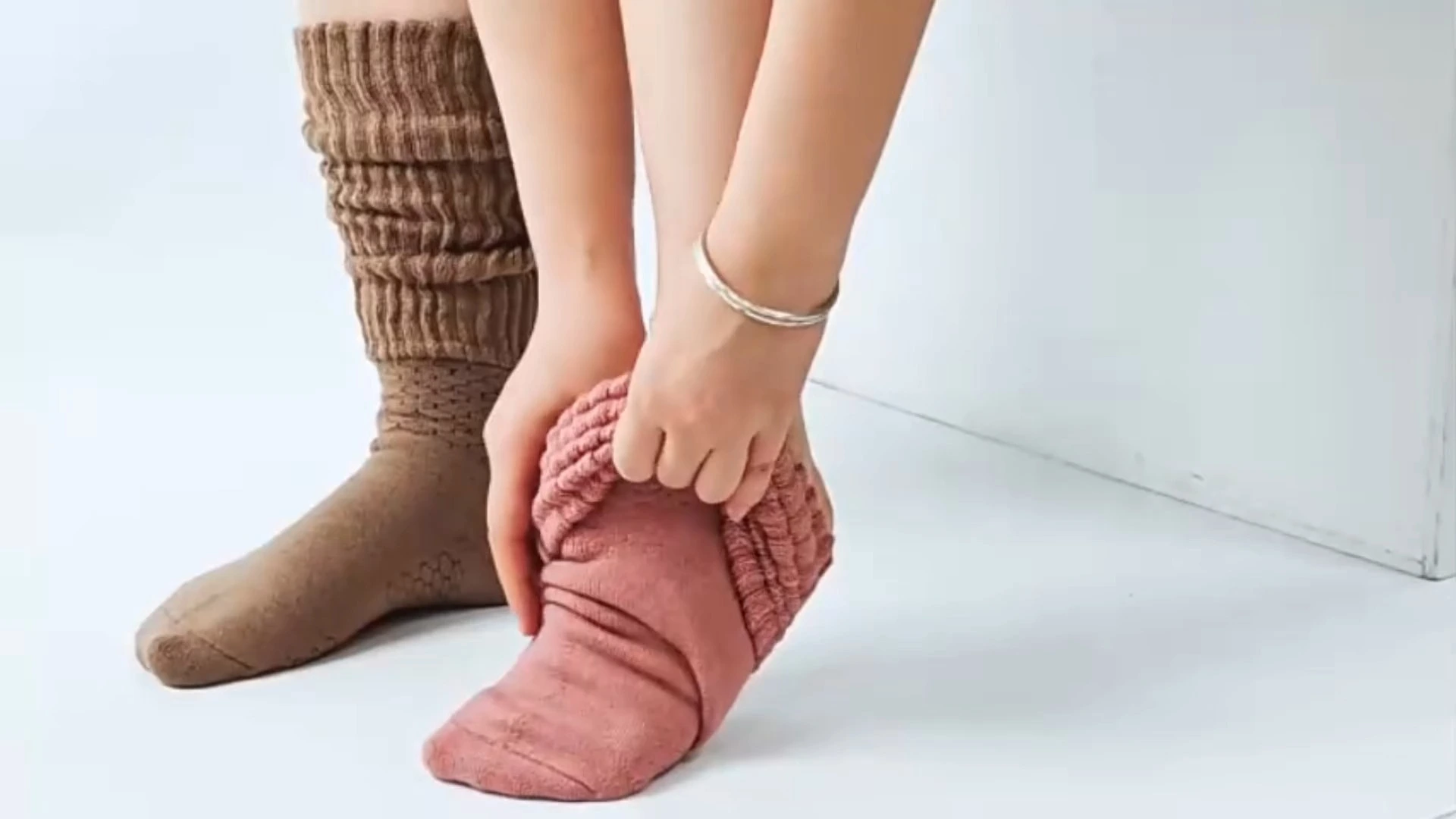 Kadın Crew Slouch Çorap Retro Buruşuk Yumuşak Düz Beden 5-11-JXF251205-2-2 1