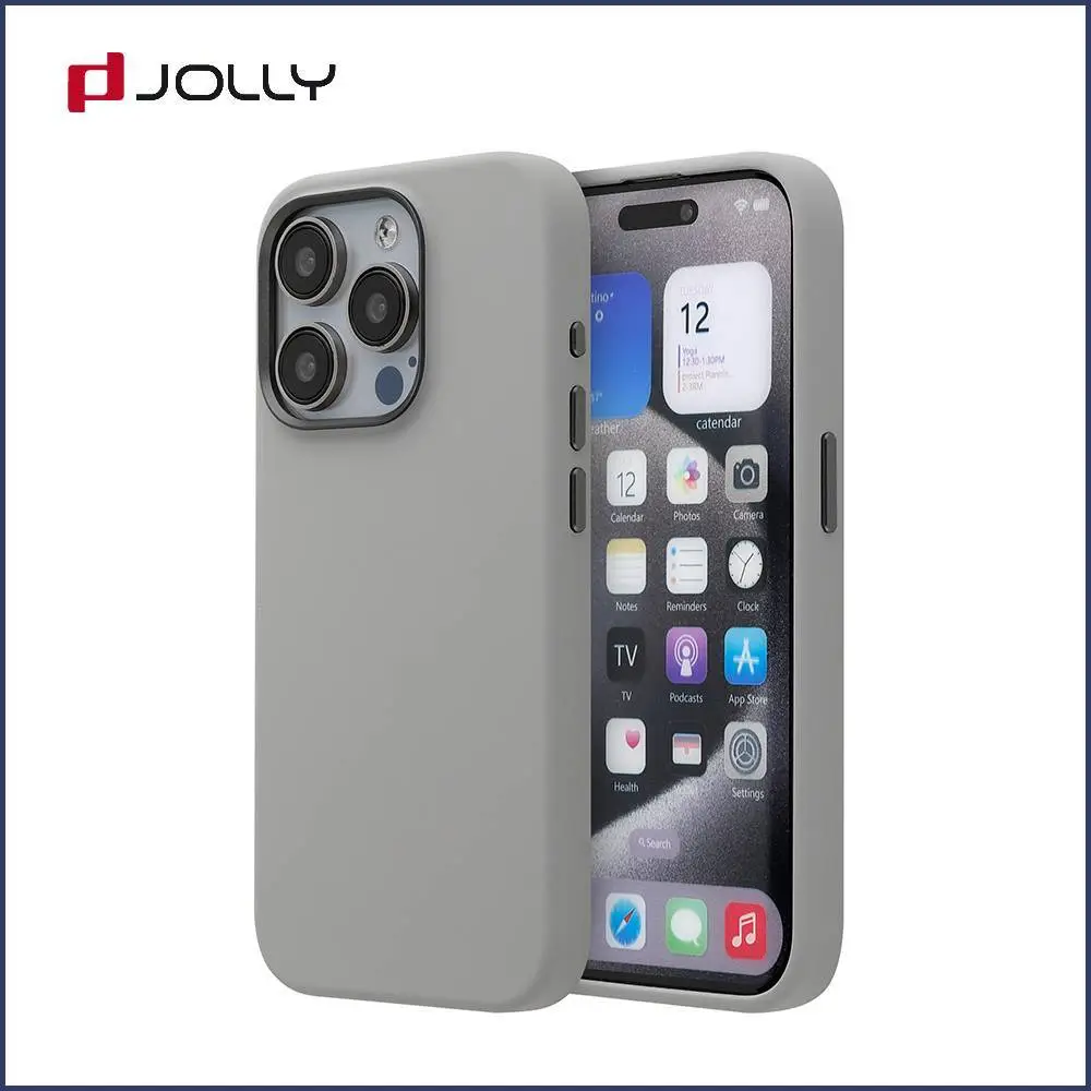 Liquid Silicone Case Titanium Natural For iPhone 15 Pro Max 1