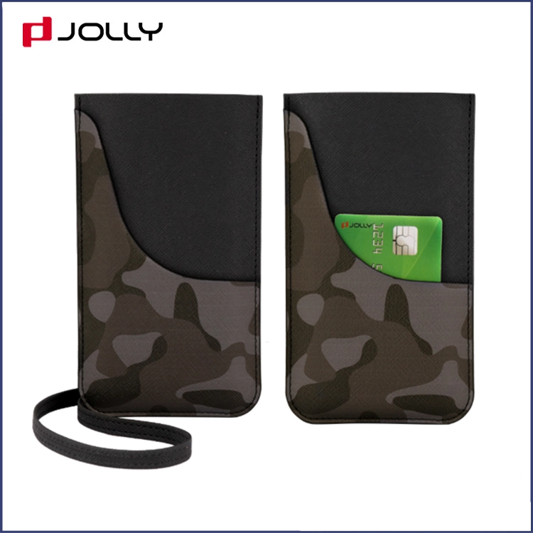 Universal Design Mobile Phone Bag With Back-Side Card Slot, Necklace Camo Saffiano Leather Phone Pounch DJS1638 1