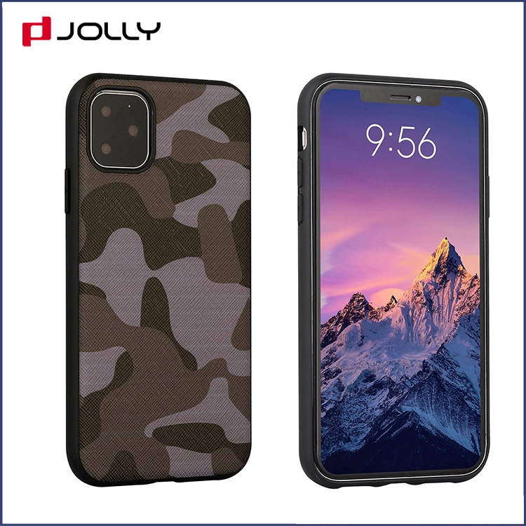 Camo Saffiano Leather Phone Case for iPhone 11 Pro, Camo Element Design Mobile Phone Back Cover DJS1636 1