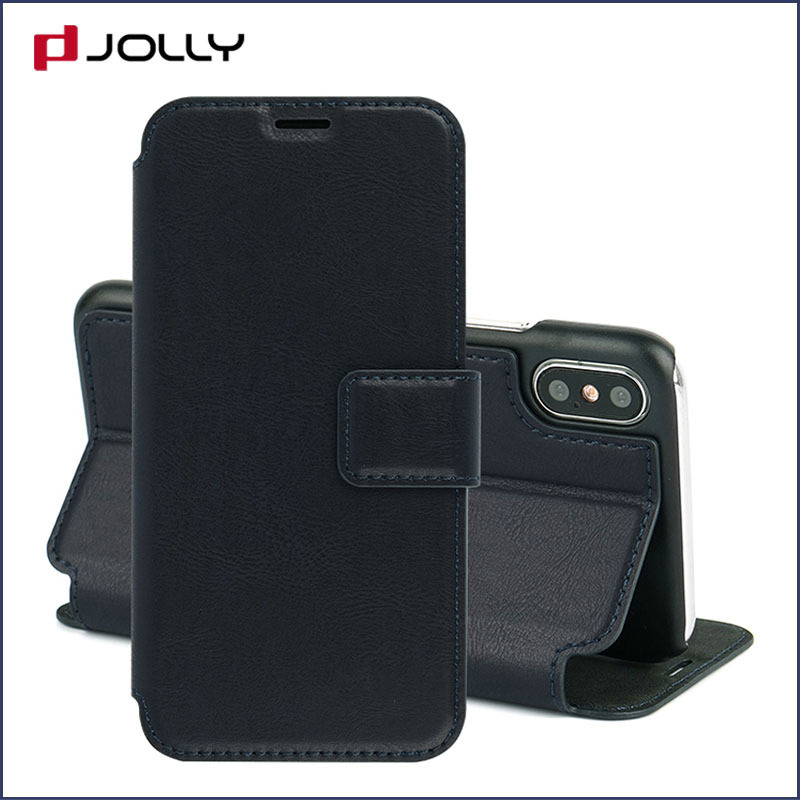 Jolly folio leather flip phone case with slot kickstand for iphone xs 3