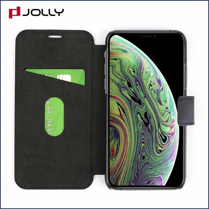 Jolly folio leather flip phone case with slot kickstand for iphone xs 8