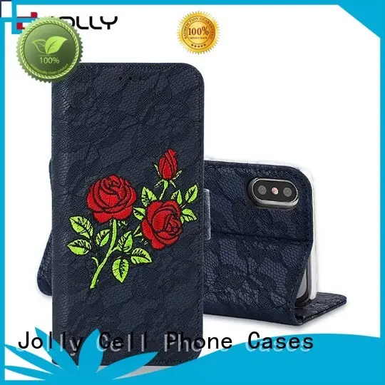 Jolly artificial mobile phone wallets with id and credit pockets for sale 1