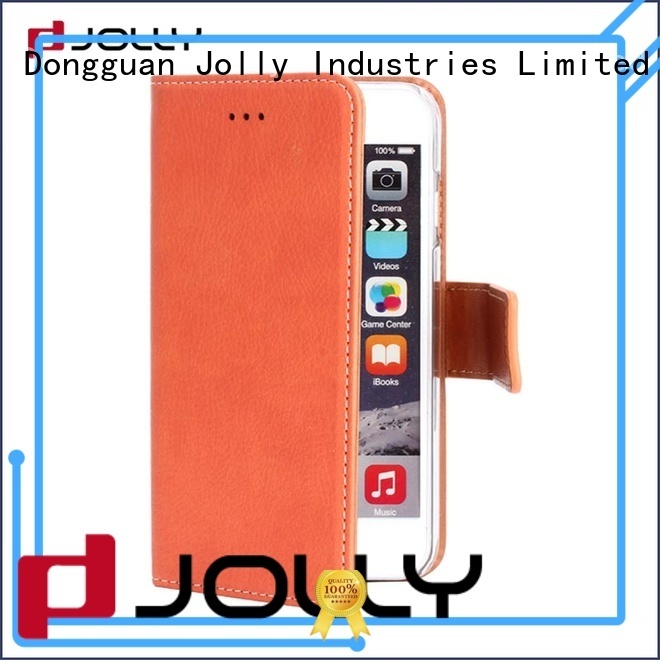 Jolly women leather cell phone wallet with printed pattern cover for apple 1
