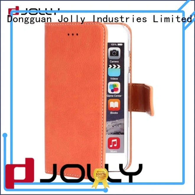 Jolly women leather cell phone wallet with printed pattern cover for apple 1