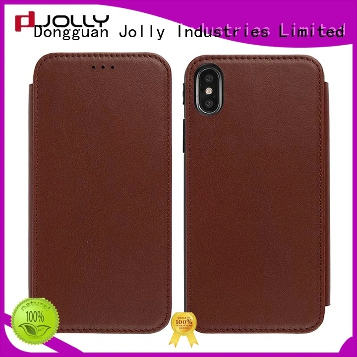 Jolly initial leather flip phone case with strong magnetic closure for iphone xs 1