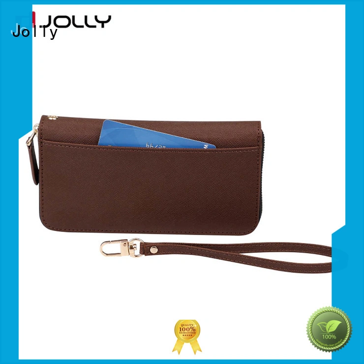 Jolly leather card holder organizer cell phone wallet wristlet supply for mobile phone 1