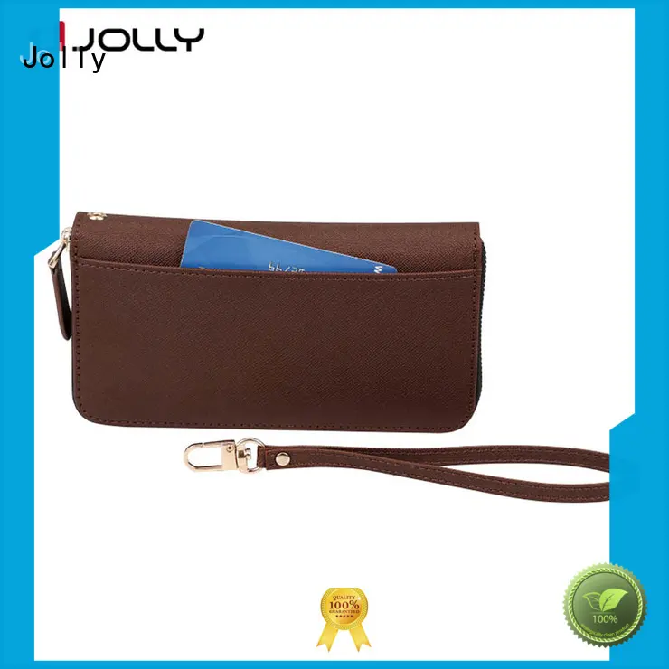 Jolly leather card holder organizer cell phone wallet wristlet supply for mobile phone 1