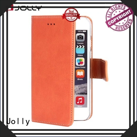 Jolly top leather cell phone wallet case with rfid blocking features for mobile phone 1