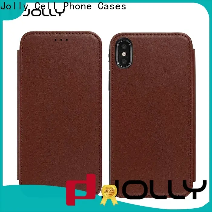 pu leather leather flip phone case with id and credit pockets for iphone xs 1