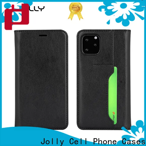 Jolly folio leather phone case with slot kickstand for mobile phone 1