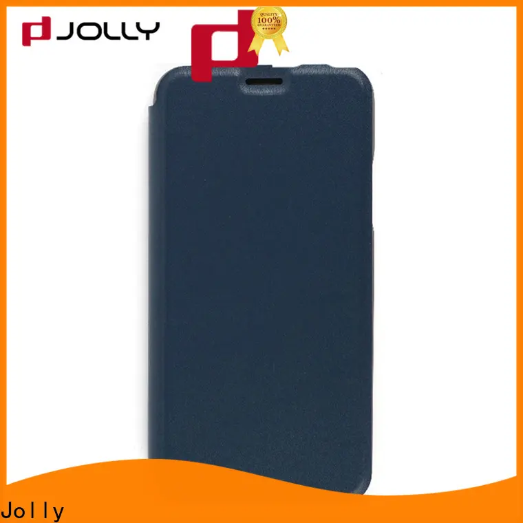 Jolly slim leather flip cell phone case with slot kickstand for mobile phone 1
