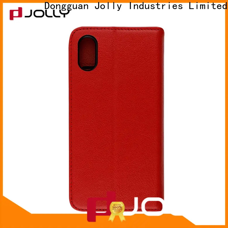 Jolly pu leather magnetic phone case with slot kickstand for iphone x 1