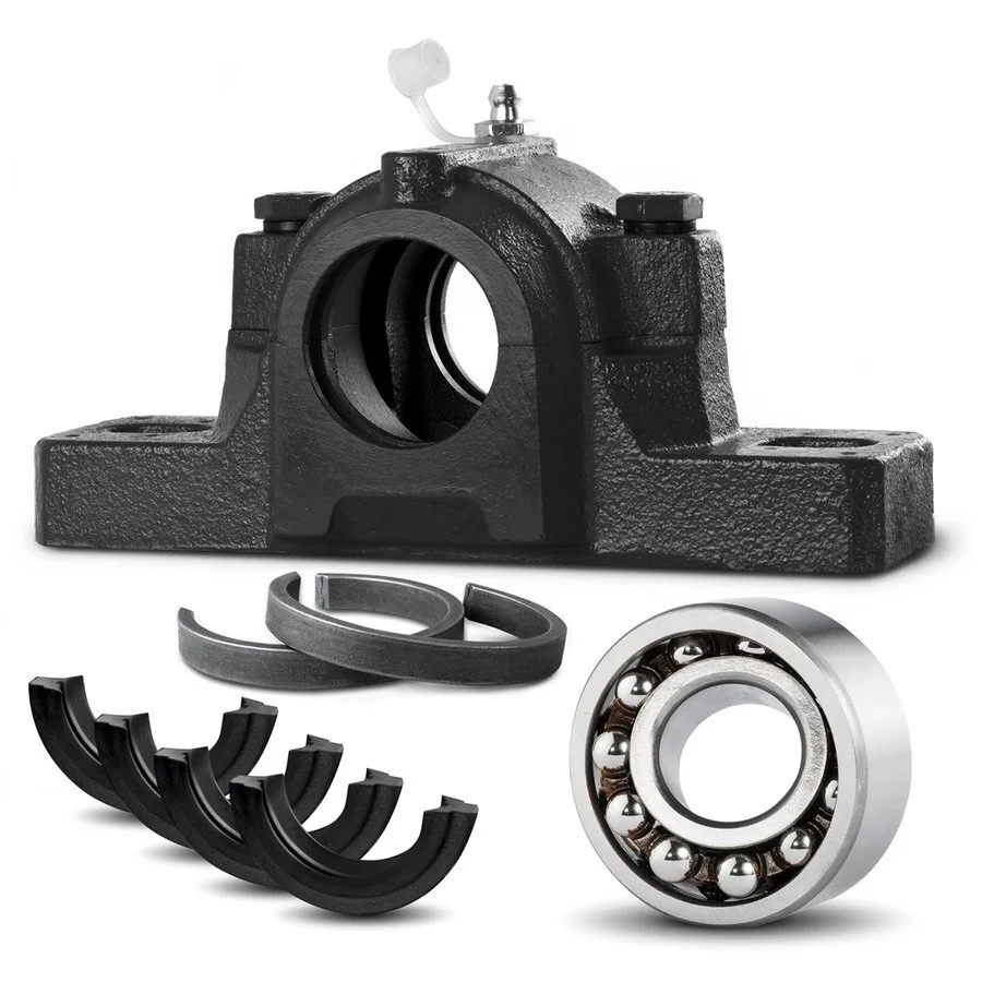 Split Plummer Block Housing SNL210-TG in a Set with Bearing Insert 2210-TN, incl. 2 Locating Rings FRB-9/90 1