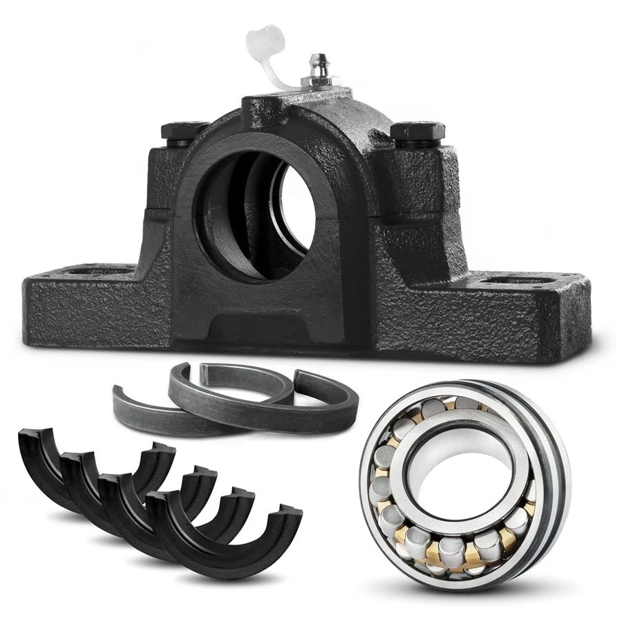 Split Plummer Block Housing SNL215-TG in a Set with Bearing Insert 22215-CA-W33, incl. 2 Locating Rings FRB-12.5/130 1