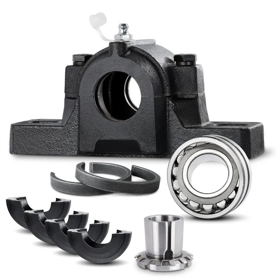 Split Plummer Block Housing SNL505-TG with Insert 22205-CC-K-W33 + adapter sleeve H305, incl. 2 Locating Rings FRB-3.5/52 1