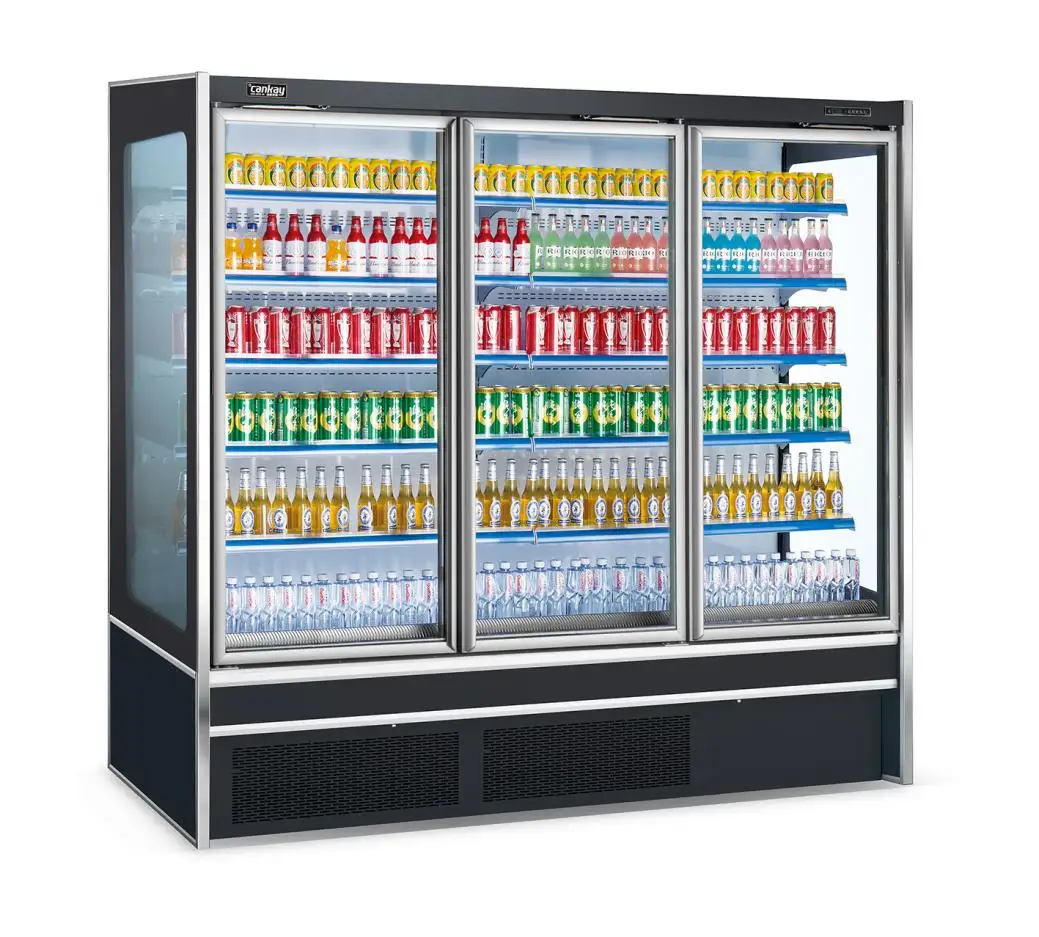 Commercail Supermarket Glass Door Uprihgt Chiller Plug-In Refrigeration Unit For Displaying Drinks And Fruits And Milk And Milkshake 1
