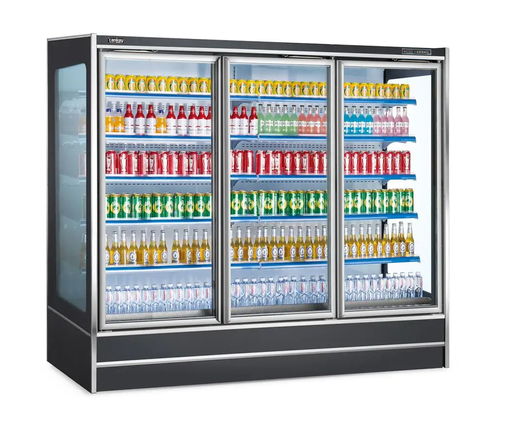 Commercail Supermarket Glass Door Uprihgt Chiller Remote Refrigeration Unit For Displaying Drinks And Fruits And Milk And Milkshake 1