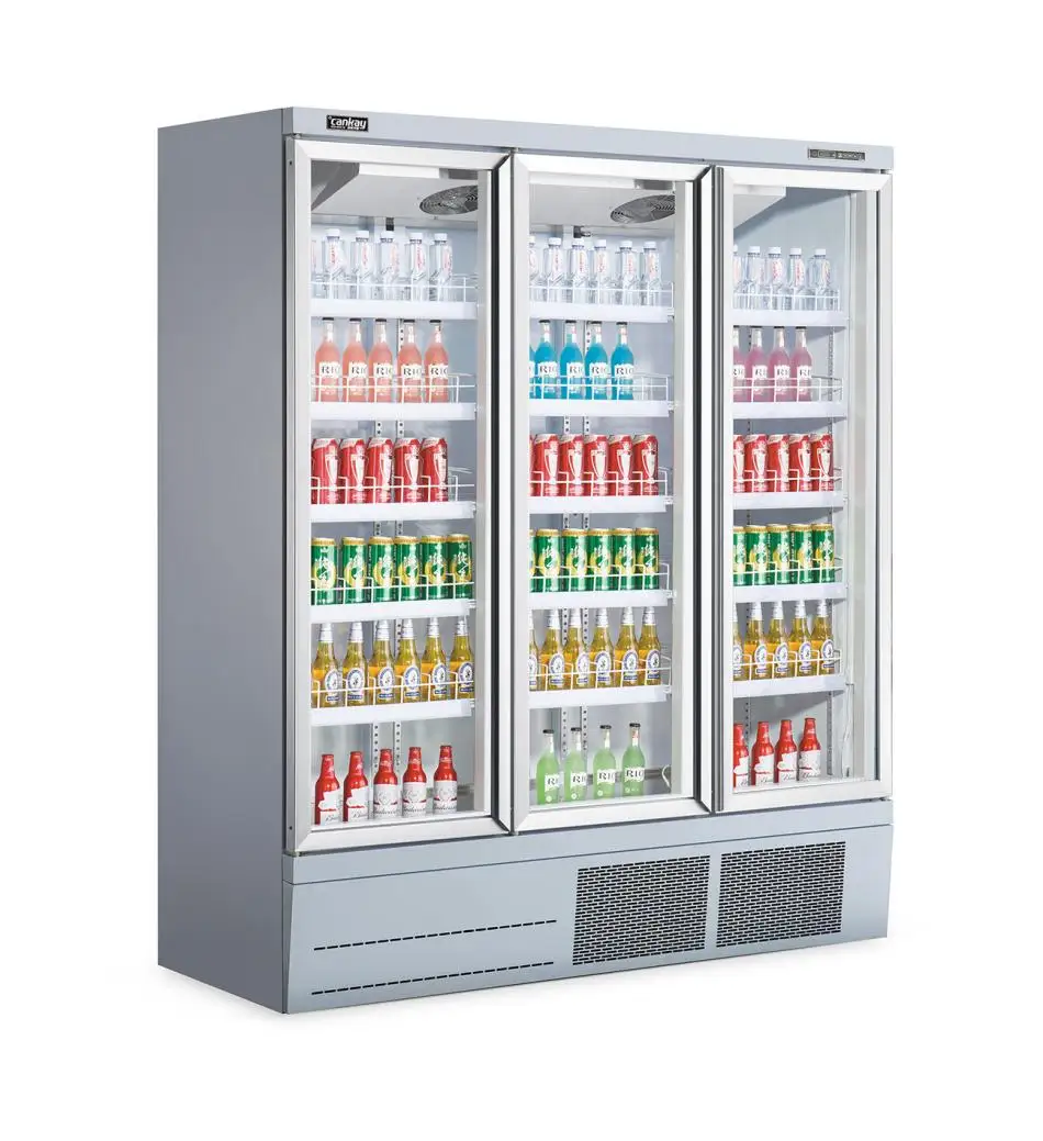 Convenience Store Upright Glass Door Chiller Plug In Under Or Top Refrigeration Unit For Displaying Drinks And Fruits And Milk And Milkshake 1