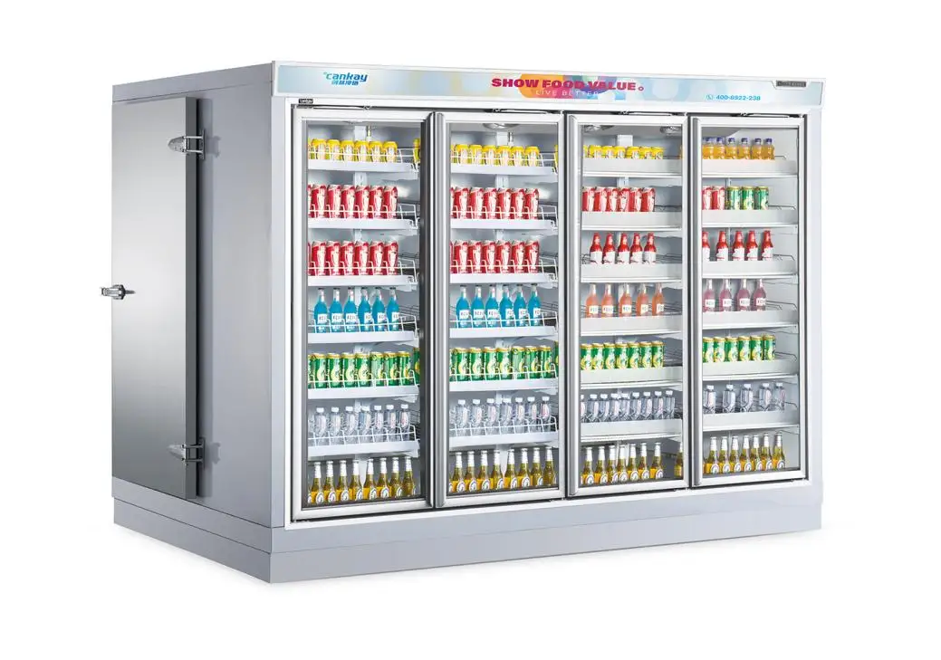 Convenience Store Rear Supply Glass Door Chiller Remote Refrigeration Unit For Displaying Drinks And Fruits And Milk And Milkshake 1