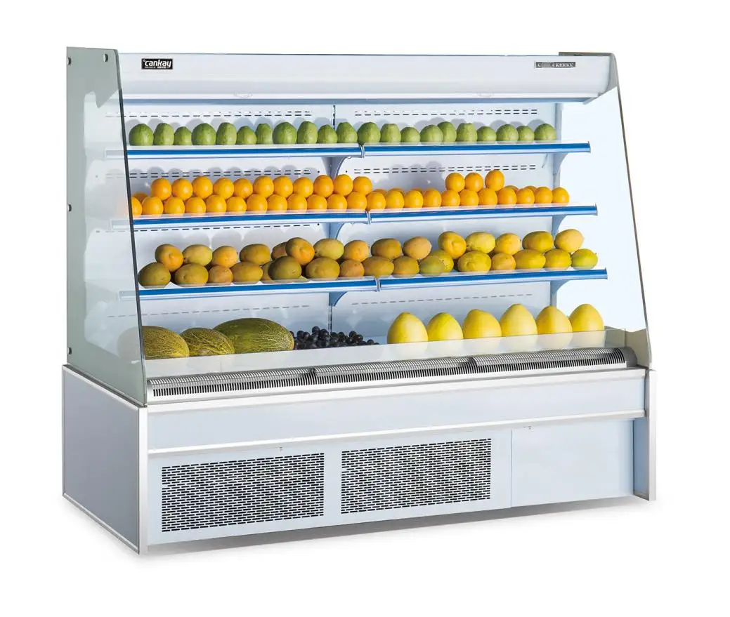Commercail Supermarket Open Semi-High Chiller Plug-In Refrigeration Unit With Curtain For Displaying Drinks And Fruits And Milk And Milkshake 1