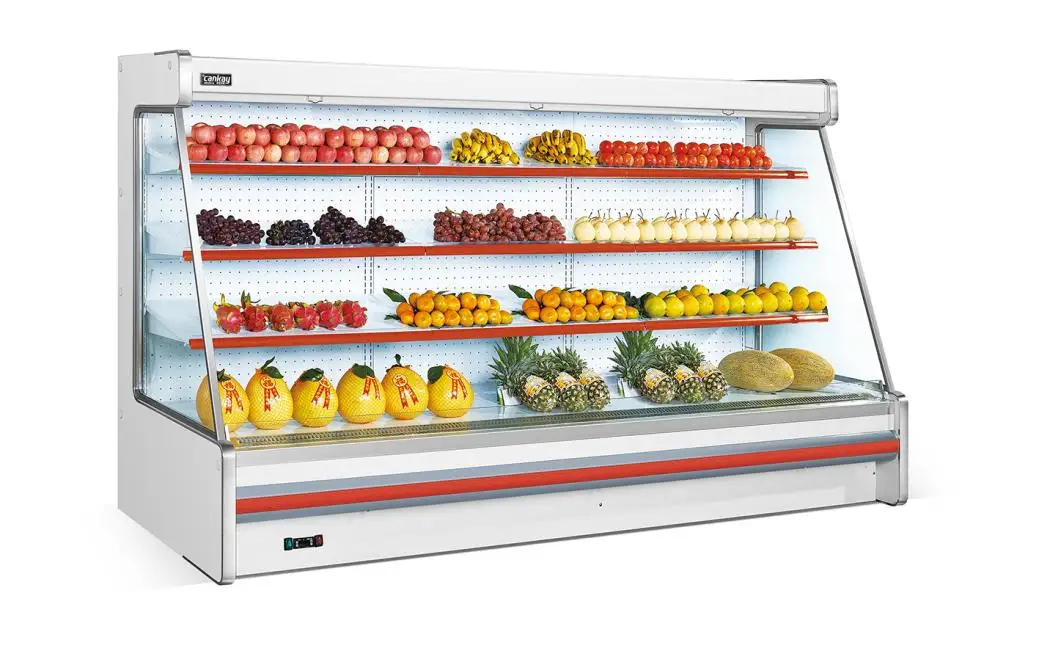 Commercail Supermarket Open Semi-High Chiller Remote Refrigeration Unit With Curtain For Displaying Drinks And Fruits And Milk And Milkshake1 1