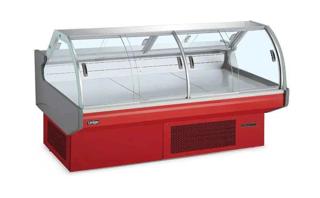 Commercail Supermarket Glass Sliding Door Frest Meat Showcase Chiiller Plug-In Refrigeration Unit For  Deli Shops 1
