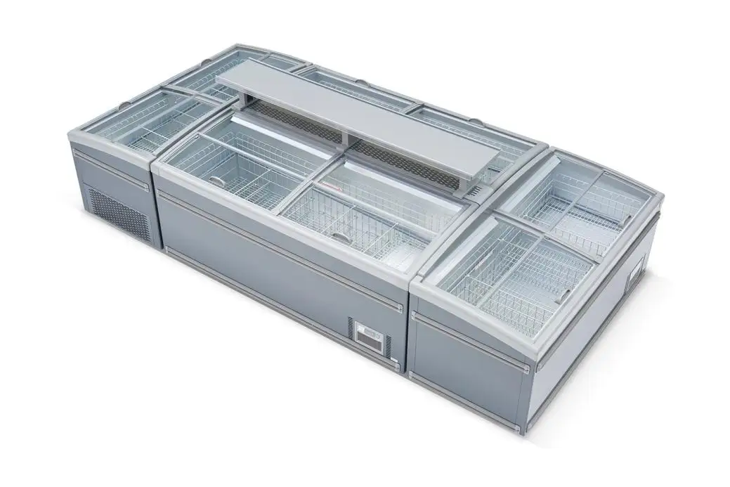 Commercail Supermarket Static Cooling Island Freezer Plug-In Refrigeration Unit For Ice Cream And Frozen Meat 1