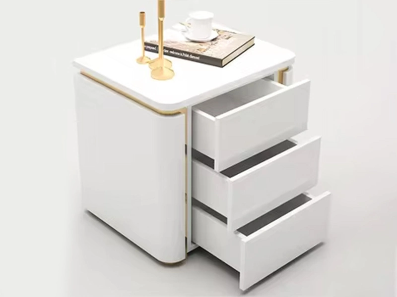 Table de nuit MDF blanc haut de gamme avec 3 tiroirs d'usine directe 1