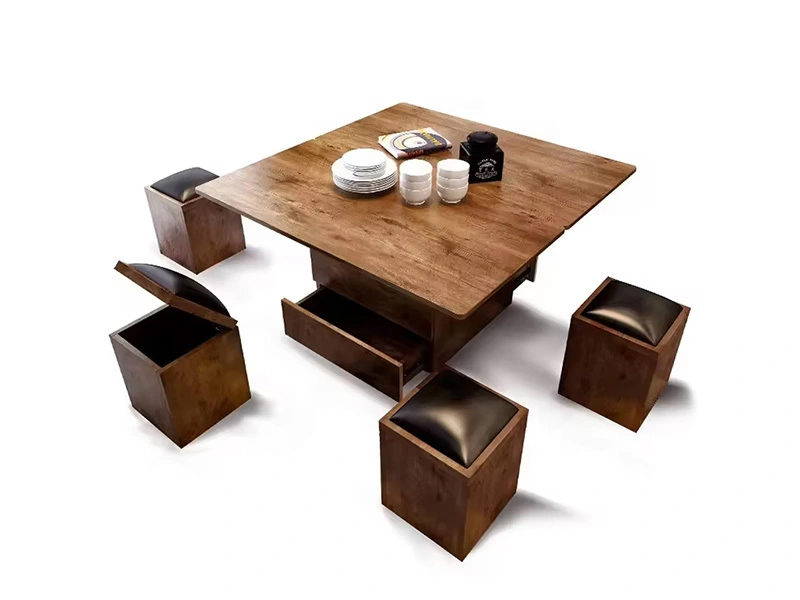 Table basse Vintage Lift Top - pliable, 4 chaises cachées 1