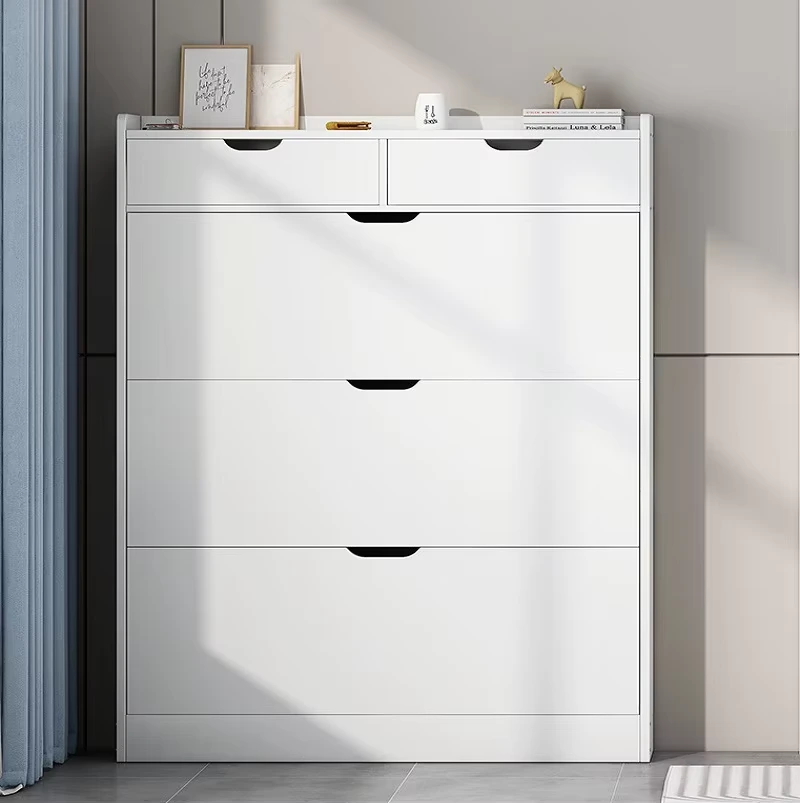 Étagère à chaussures moderne en bois blanc à 4 niveaux avec tiroir de rangement pour salon 1