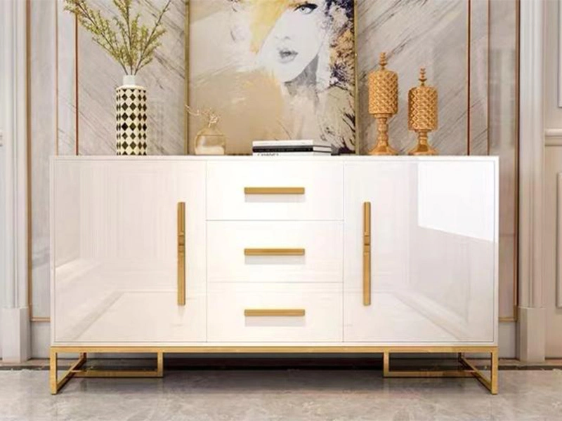 Unité de stockage de laque de piano Gold en acier inoxydable 1