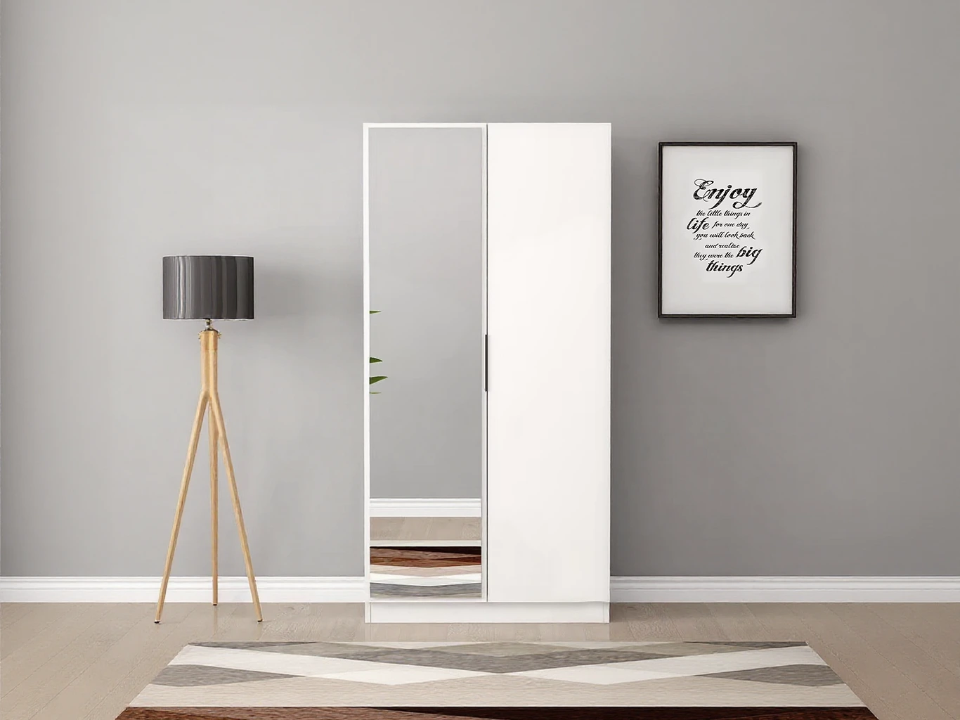 Armoire de garde-robe Hold Bedroom Petit appartement avec miroir 1