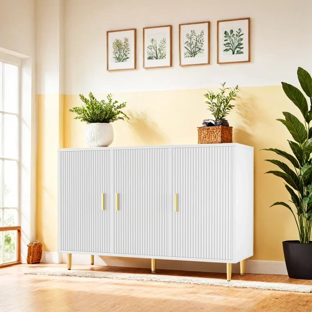 Modern style Sideboard Buffet Cabinet, Accent Coffee Bar Cabinet With 3 Doors, Entryway Cabinet For Living Room, Kitchen, Hallway 1