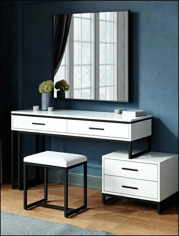 New type modern style stainless gold leg with white gloss paint dressing table for bedroom furniture 1