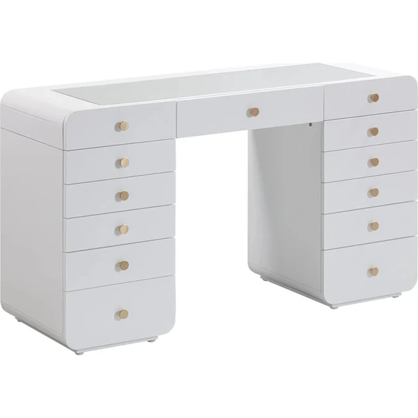 modern  popular white  glossy lacquer dresser table vanity desk  with bulk  mirror for bedroom furniture 1