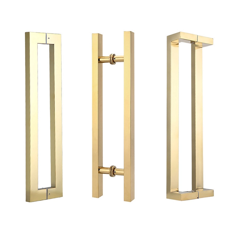 Poignée de porte en verre Poignée carrée de la poignée en acier inoxydable 1