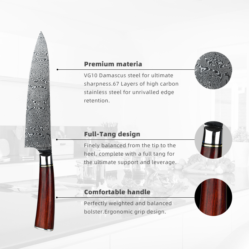 Custom damascus steel chef knife company for family