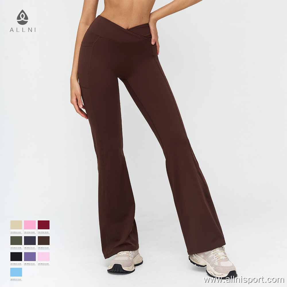 レディース用カスタムクロスオーバーウエストヨガレギンス - ハイ