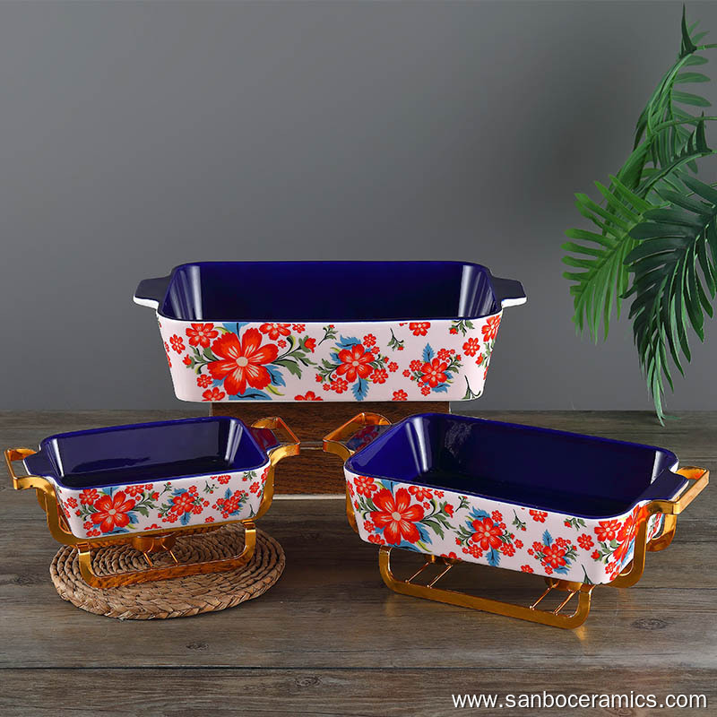 Best Set of 3 custom kitchen colored ceramic baking pan dish Factory ...