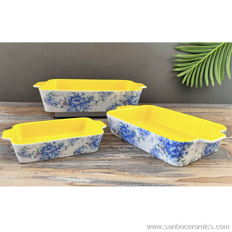 Best Set of 3 custom kitchen colored ceramic baking pan dish Factory ...