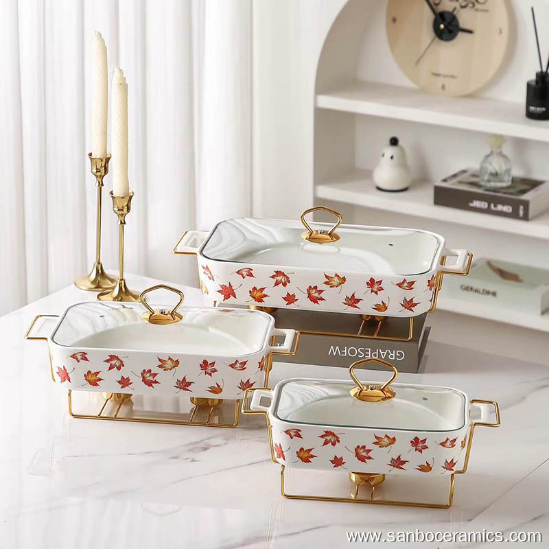 Luxury Floral Ceramic Baking Pan with Glass Lid Modern Elegance for ...