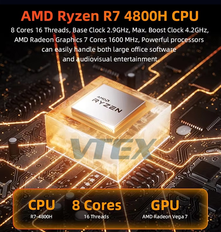 16 Inch Office Business Laptop R7-4800H octa Core CPU FHD IPS Screen ...