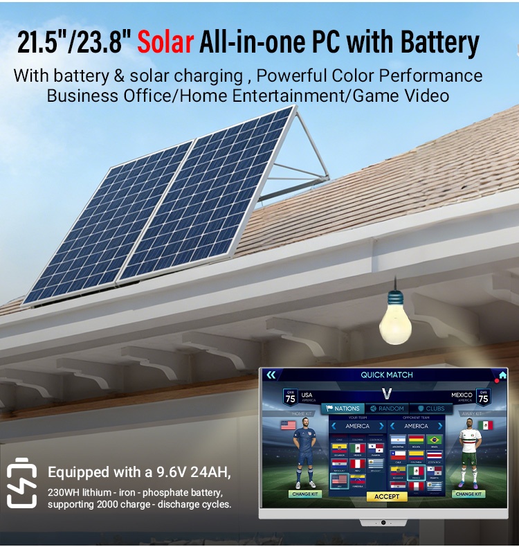 Solar Charging All In One PC 21.5 23.8 Inch Industrial Computer with ...