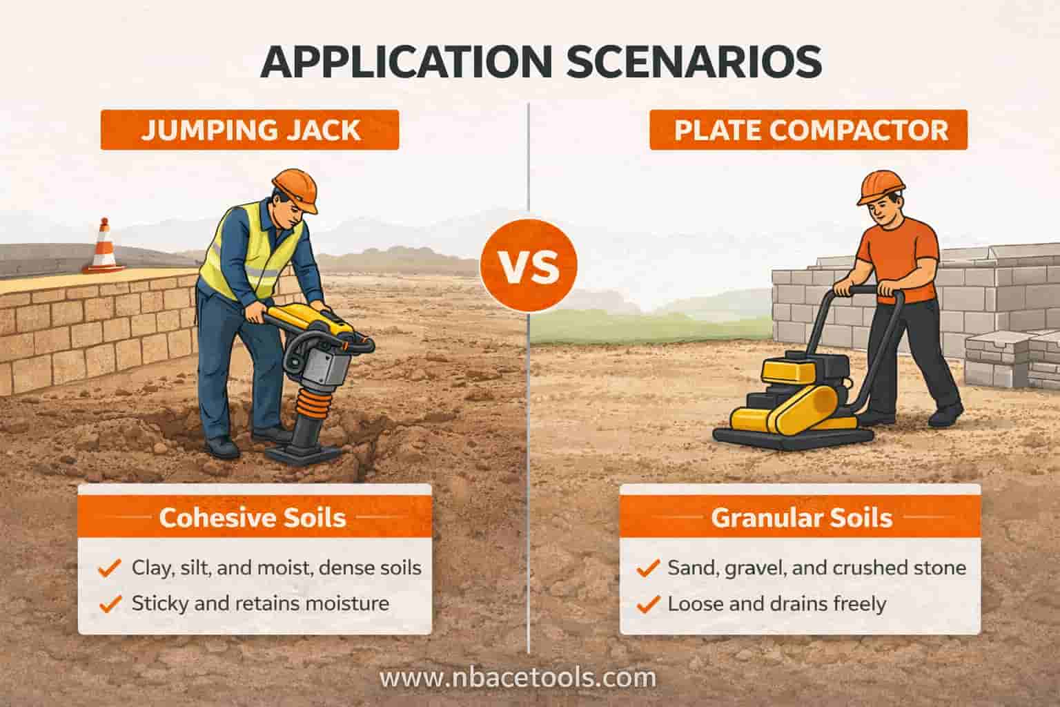 Applikationsscenarier-jumping jack-til-gravkomprimering-og-pladekomprimator-til-belægningsbase