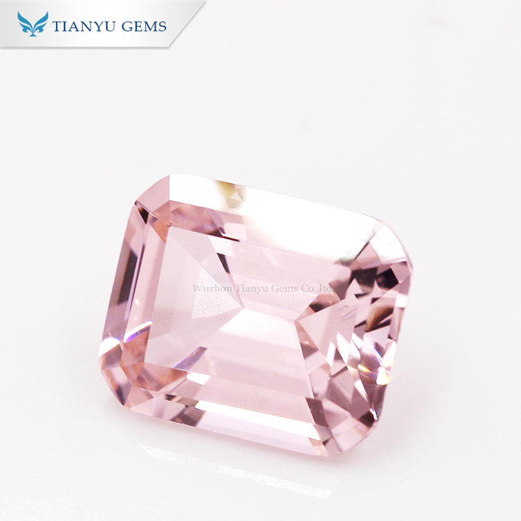 44 ライトピンク エメラルドカット 合成宝石 ナノシタル | Tianyu gems