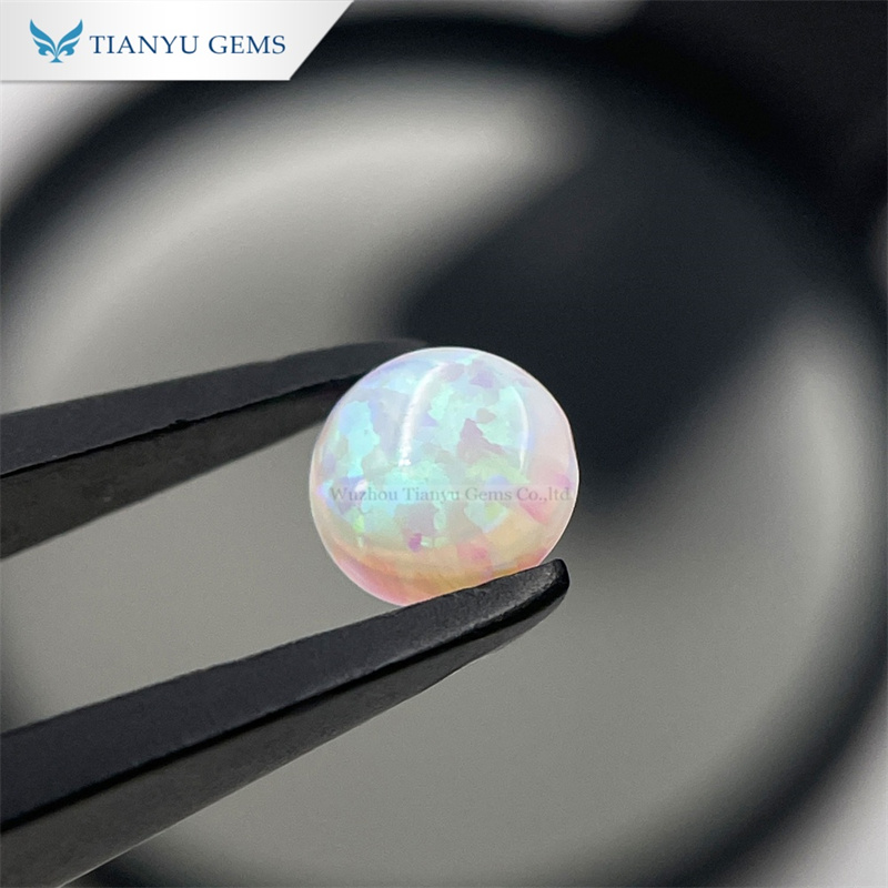 Round Cabochon Cut CP16 White Opal Synthetic Gemstone